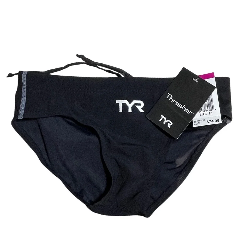 TYR Thresher Mens Swim Brief Black Size 26 FINA Approved Racing Suit TYRPH01R